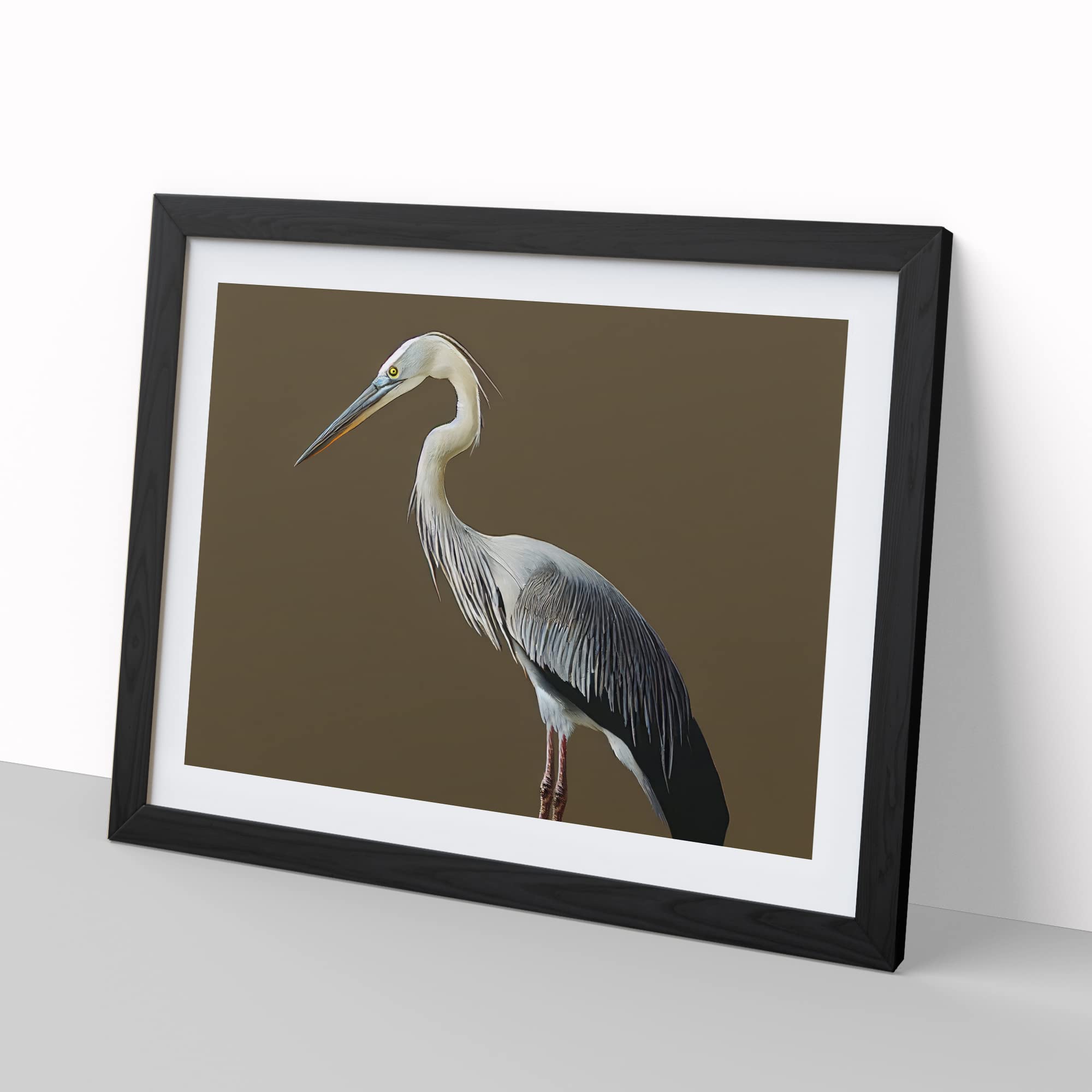 A Head Turning Heron Bird Framed Print, Black, A3 (46 x 34 cm) - Image 2