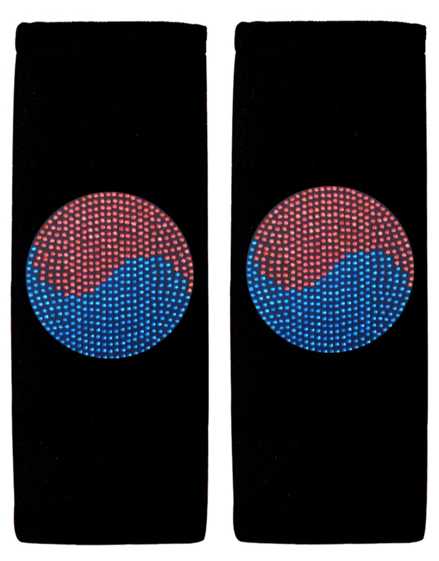 ALLBrand Universal Fit Car Truck SUV Crystal Bling Rhinestone Studded Black Seat Belt Covers - Pack of 2 (Korea Flag-Black)