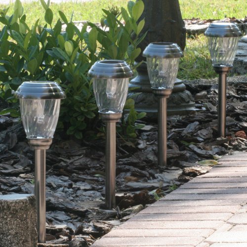 Smart Solar 3426WRM6-HP Charleston 6-Pack Solar Lights, Heritage Pewter, Stainless Steel, with Electroplated Pewter Finish and Real Glass Shade and Energy Saving White LED in Each Light - Thumbnail 2