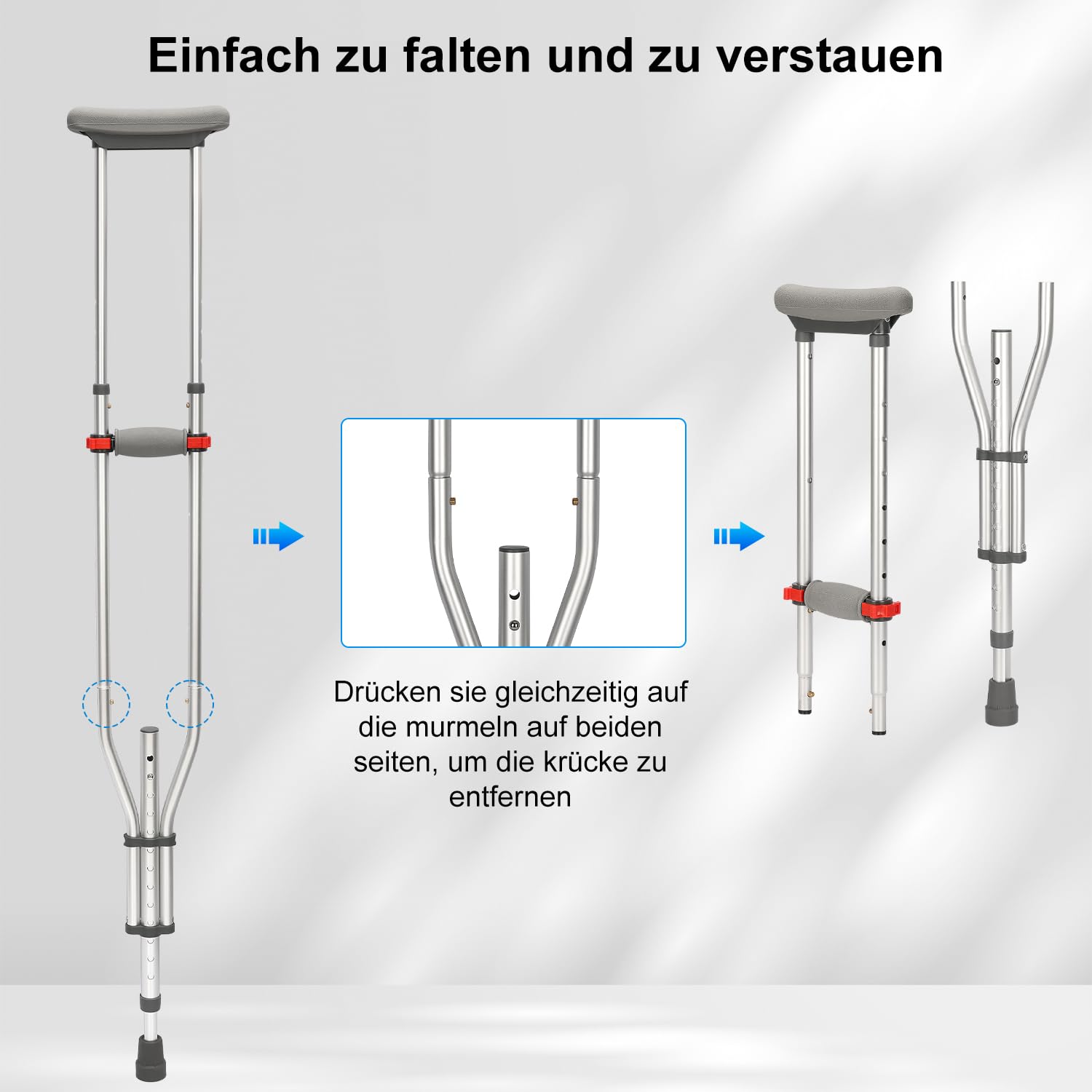 supregear Achselkrücken Höhenverstellbar (x2 stück), Leicht Aluminium Universelle Krücken für Senioren, Erwachsene, Krücken Gehhilfen mit Weichen Handgriffpolstern zum Gehen