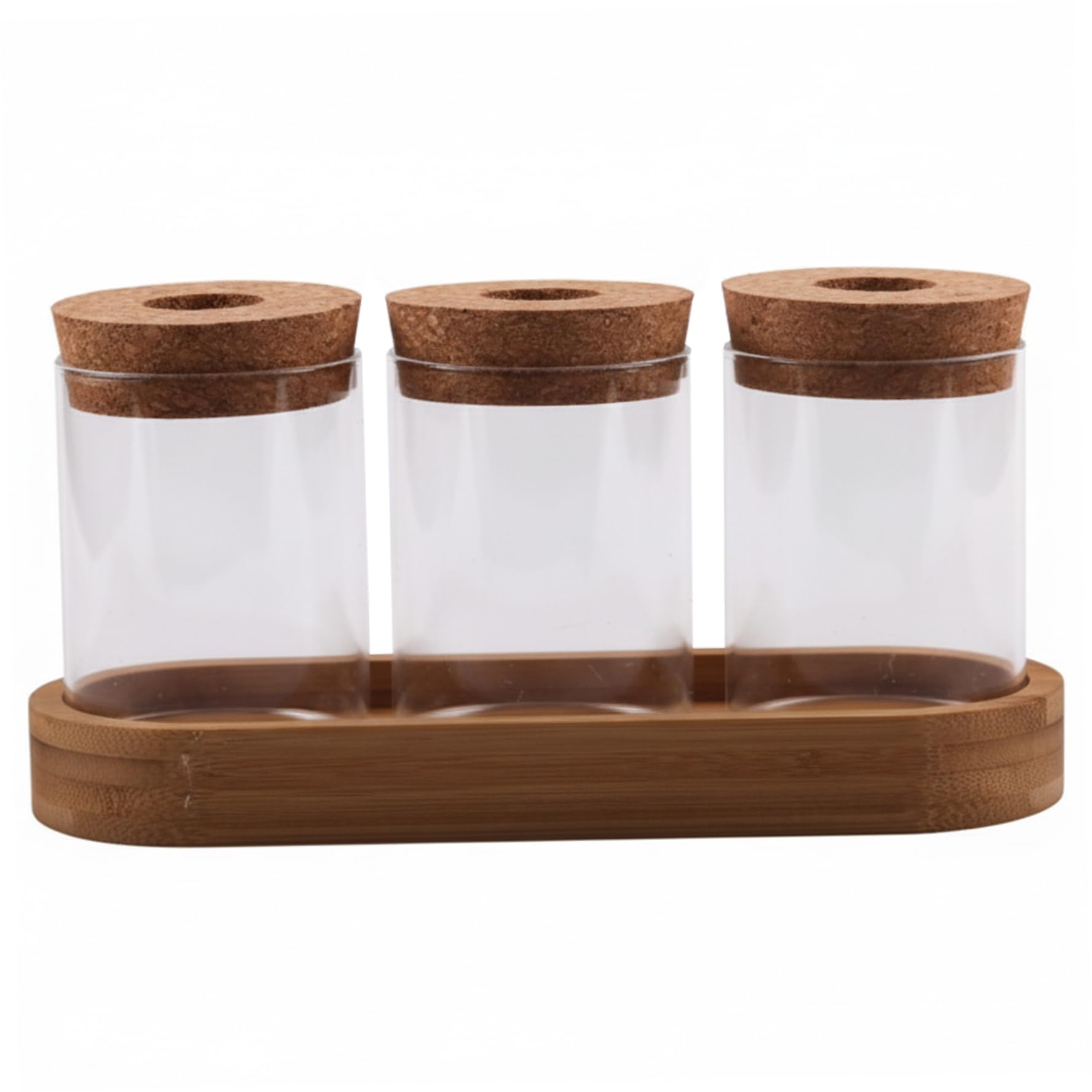 Vases de propagation hydroponique avec plateau en bambou et 3 pots en verre