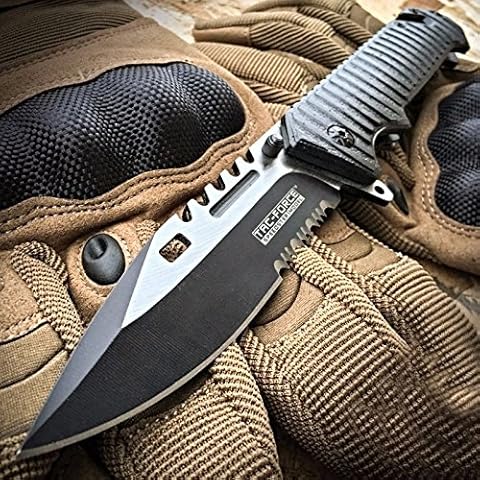 Spring Assisted Open SAWBACK BOWIE Tactical Rescue Pocket Knife EDC (Basic pack) Cover