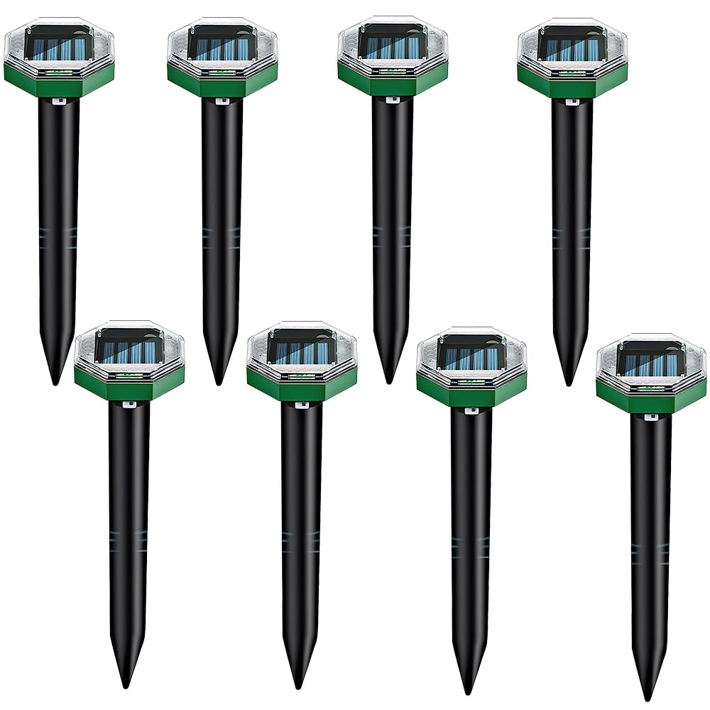 Repelente Solar de Topos, Repelente Solar de Topos, Paquete de 8, ahuyentador de Topos Solar para la expulsión de Topos, Ardillas de Tierra y Ratones de Campo de Jardines y Zonas Verdes
