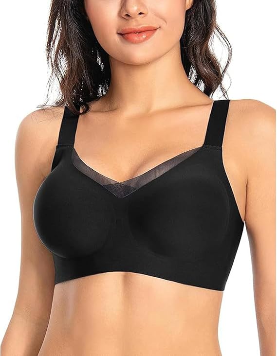 Womens Comfortable Wireless Bras, Women's Wireless V-Neck Crossover Mesh