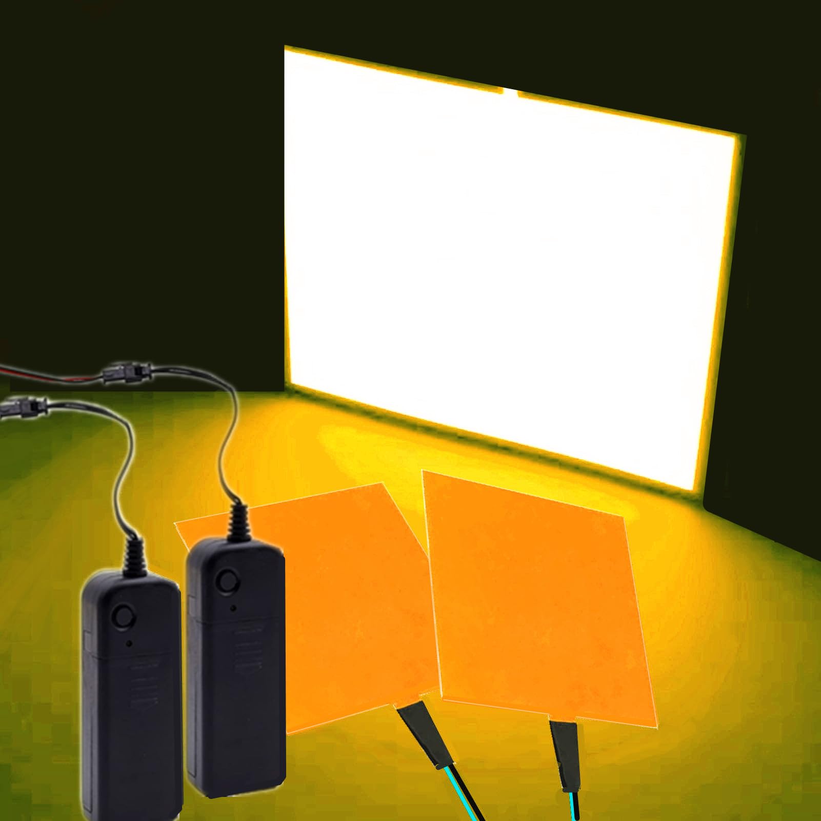 Ourbest El Sheet Panel Light - Paper Electroluminescent Cuttable Mask Eye Lighting DIY Cosplay Party Decoration Continuous/Strobe (10x10CM 2Pcs Yellow)