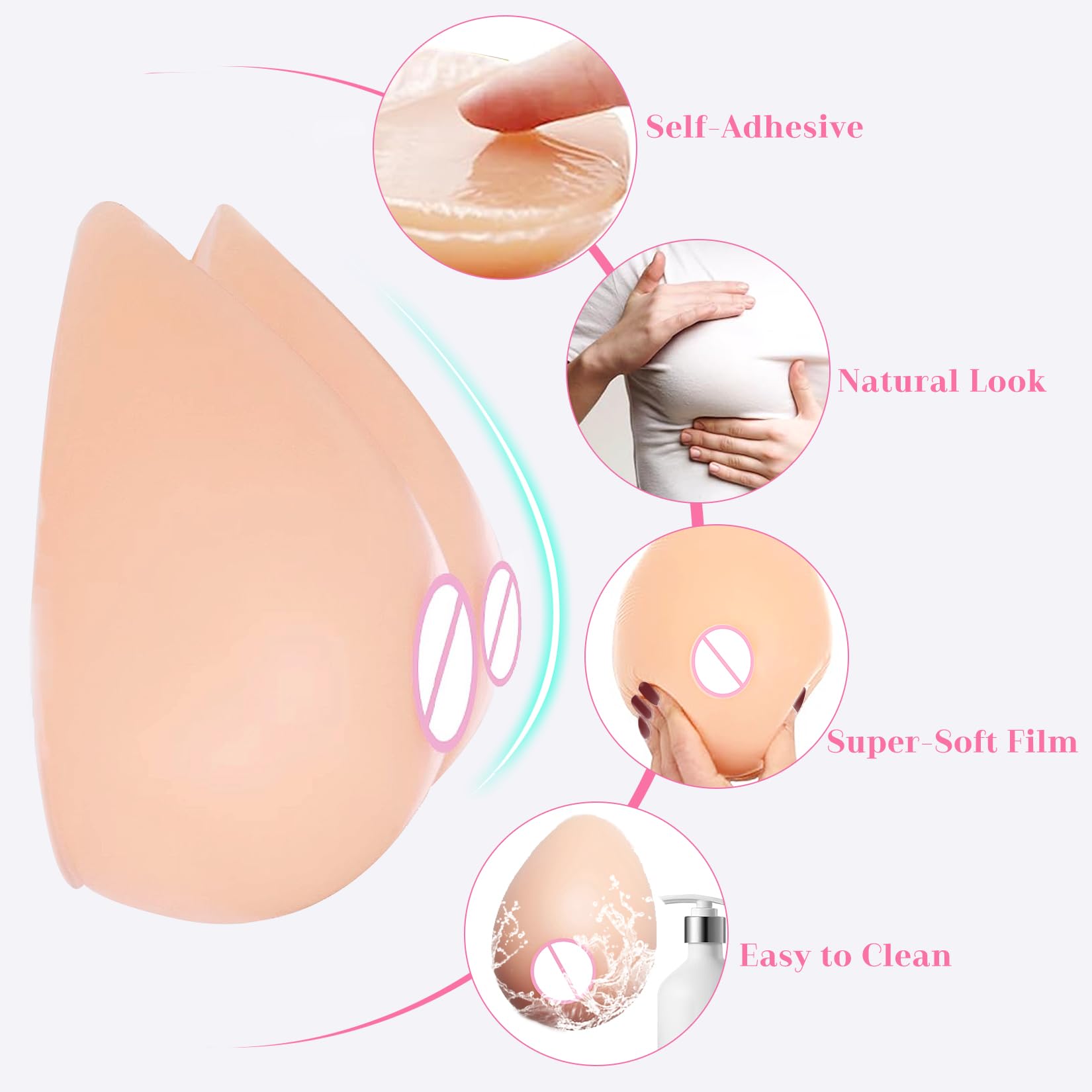 1 Paire Seins Auto-adhésifs en Silicone Faux Sein Réaliste Prothèse Mammaire Femme Homme Fausse Poitrine Buste pour Travesti Transsexuels Cosplay Mastectomie