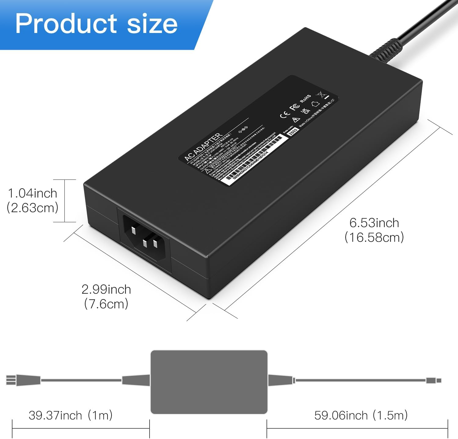 240W 20V 12A Charger for MSI Pulse GL76 GL66 Crosshair 15 16 17 Katana GF76 GS77 GS66 GE66 GP66 WE76MS-17K3 A20-240P2A S93-0409410-C54 Laptop Power Supply Adapter Cord（Square with pin (USB Tip)）