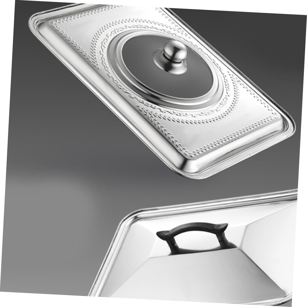Topfdeckel Edelstahl Anti Öl Spritzschutz Kochgeschirr Abdeckung Sichtbar 45x35cm Küchenbedarf Für Zuhause Restaurant