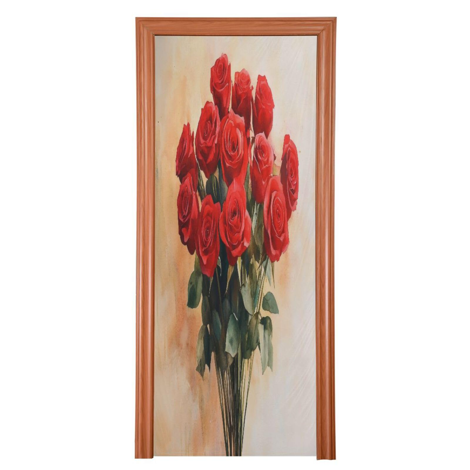FLildon Valentines Red Rose Door Cover Decoration, Party Accessory Porch Decor for Festive Ornament Room Door Covers 35 x 79 Inch