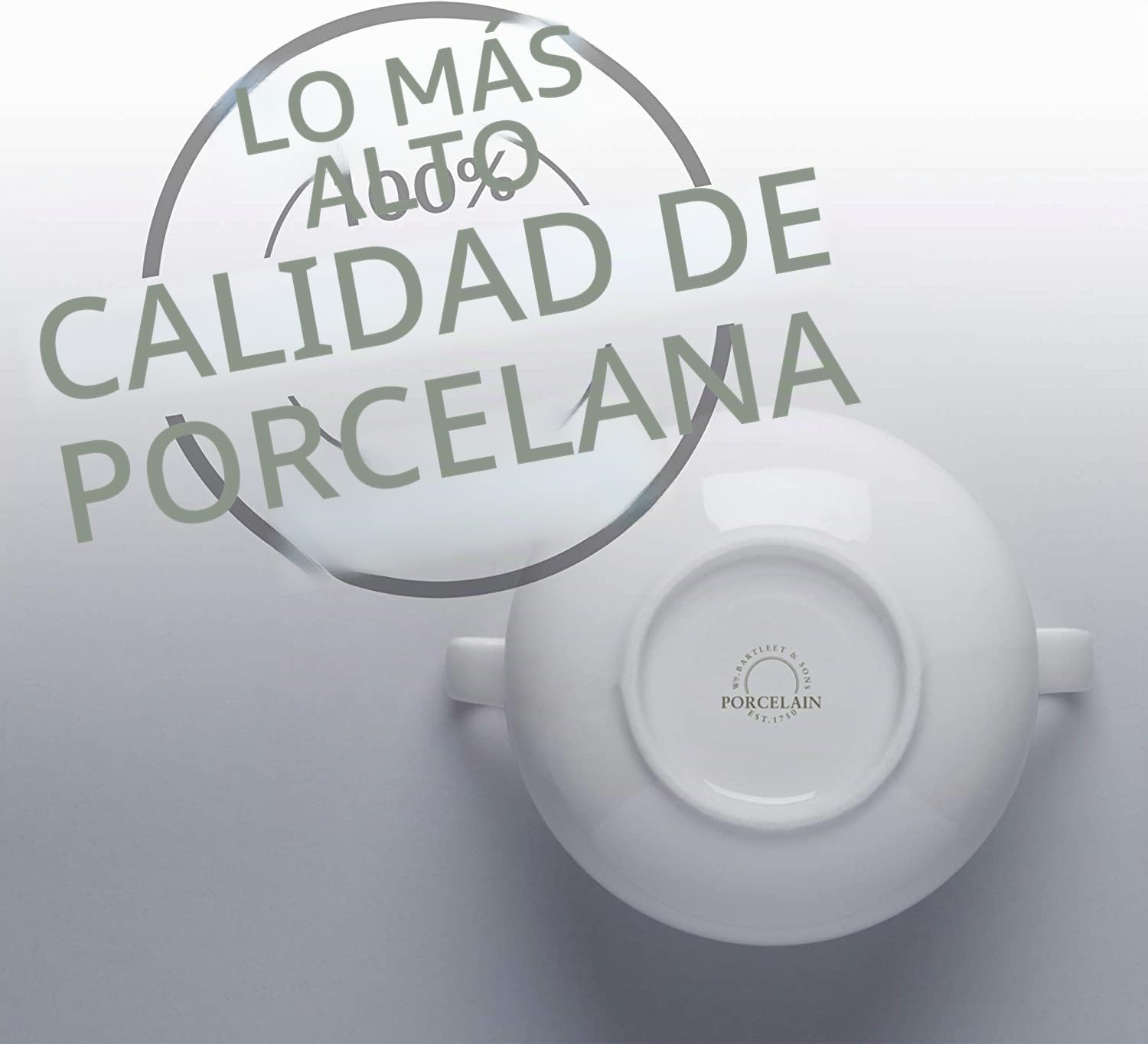 WM Bartleet & Sons 1750 TSET119 Juego de 4 Cuencos Individuales de Porcelana Tradicional con Tapa para Sopa y guiso de Cebolla Francesa con Asas, 500 ml, Color Blanco