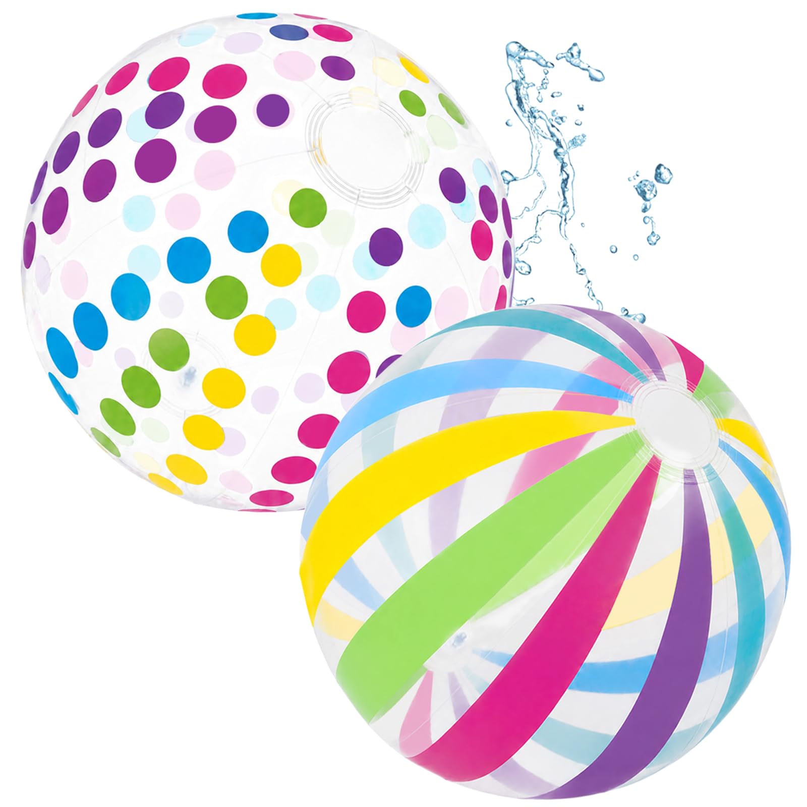 2 Piezas Pelotas Playa Hinchables, Hinchable Paneles Colores, Coloridas Pelotas Agua, Bolas Agua Inflables Verano, Para Piscina Playa Fiesta Verano (Multicolor)