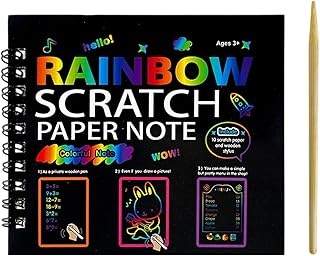 スクラッチペーパー 子供用 | ドローイングクラフトノート - スクラッチオフアートペーパーブック | 子供 男の子 女の子 学生 教室 幼稚園 旅行 飛行機 車 ホーム プレイルーム 誕生日 クリスマス