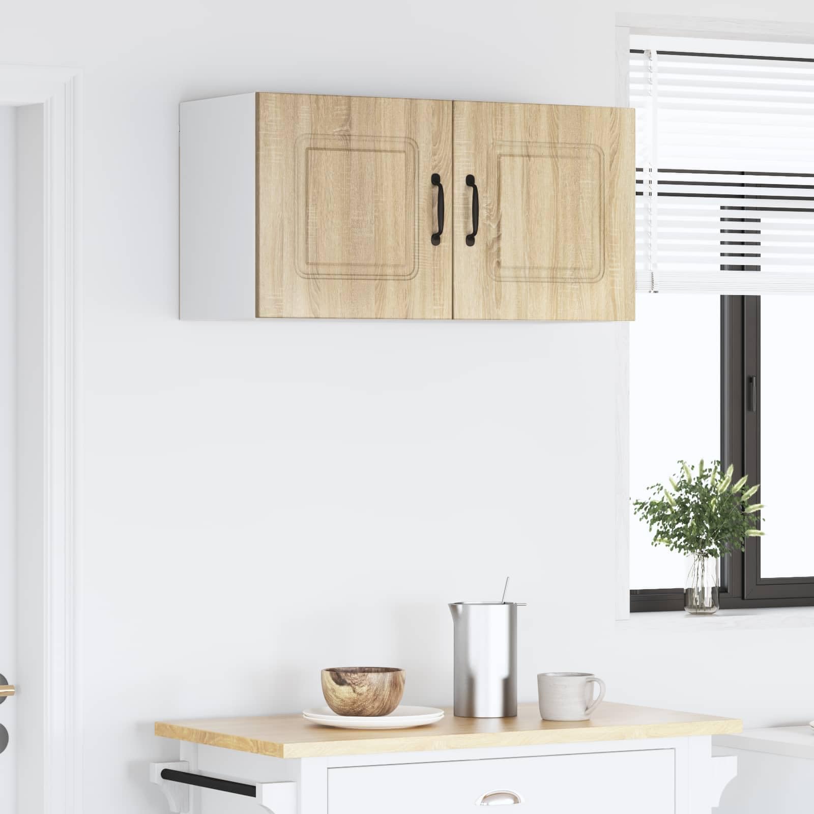 Przód do zmywarki Kalmar dąb Sonoma materiał drewnopochodny 80 x 31 x 40 cm z 2 drzwiami i półkami, uniwersalna szafka kuchenna do przechowywania i organizacji w kuchni, jadalni, spiżarni