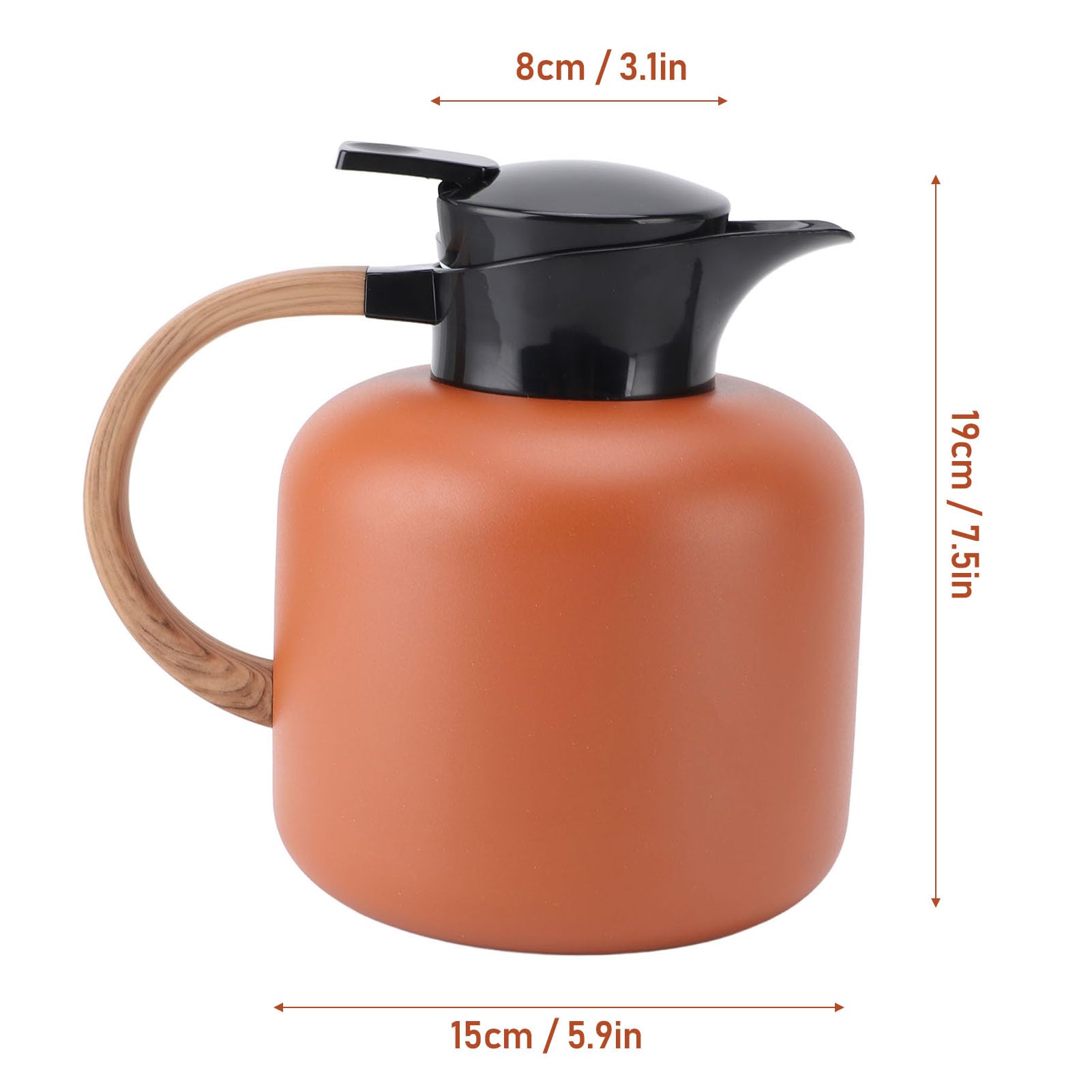 VGEBY Caraffa Termica per Caffè, Acciaio Inossidabile Coibentato, Caraffa per Caffè Sottovuoto per Bevande Calde, Capacità 2 Litri per Uso Domestico e in Ufficio