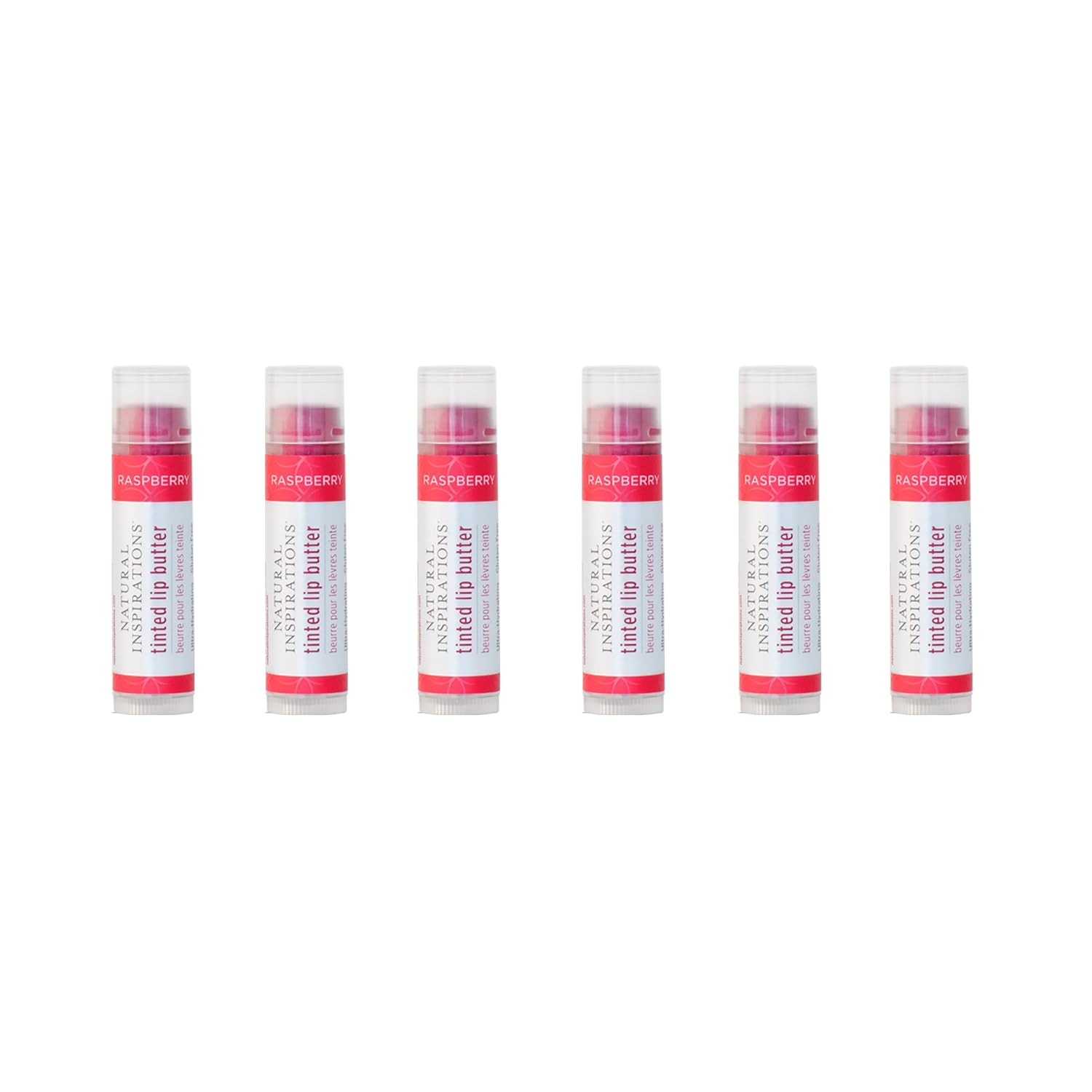 Natural Inspirations Moisturizing Tinted Lip Butter 6 Piece Set, Raspberry