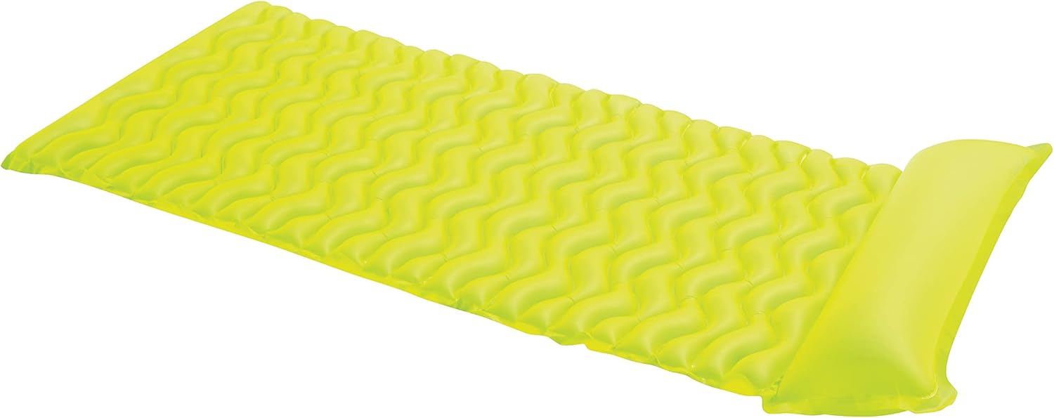 Intex Tote 'N Float Wave Mat Inflatable Floating Swimming Pool Beach Lounger with Pillow Headrest (2 Pack)