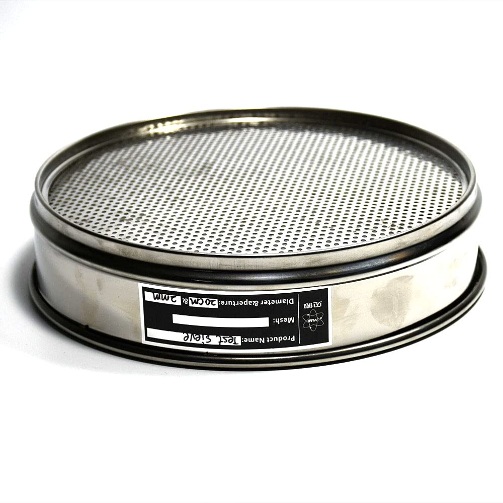 Standardowe sito laboratoryjne 20 cm ze stali nierdzewnej 304 | Sito z okrągłym otworem o średnicy 1–40 mm do użytku laboratoryjnego w proszku z piasku w glebie(Aperture 1 mm)