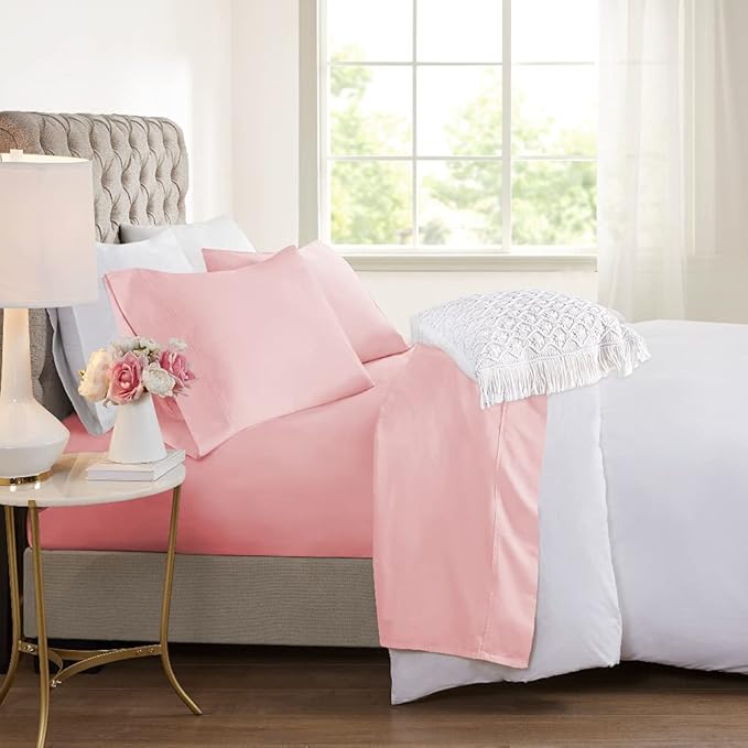 Dreamfields 2000TC Cooling Bamboo Sheet Set, Double, Blush