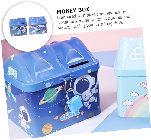 Miniatura 7 de VICASKY Caja de 2 unidades de alcancía para ahorrar monedas, contenedores de almacenamiento de estaño para niños, Alcancias, Tarro de almacenamiento
