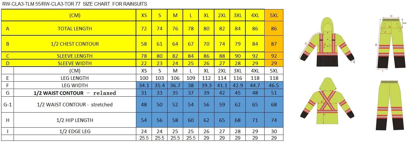 RK SAFETY Class 3 X pattern Safety Rain Suits with High visibility and black bottom