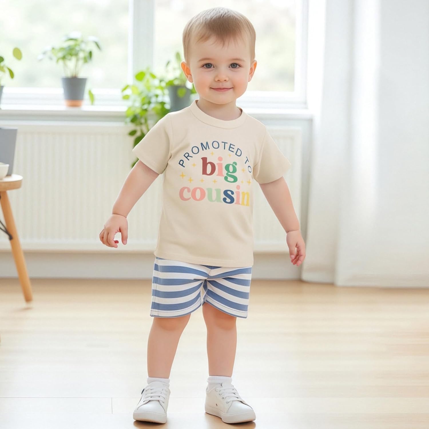 Big Cousin Shirt Toddler Boys Girls Funny Letter Print Summer Short Sleeve Top Auntie Pregnancy Reveal T-Shirt - Image 2