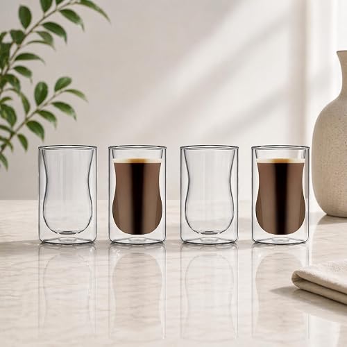 DOUBLE WALL GLASS TUMBLER DG892 100ML 4PC SET PEALS ASTKIN TEA GLASS BLACKSTONE ISTAKANA P