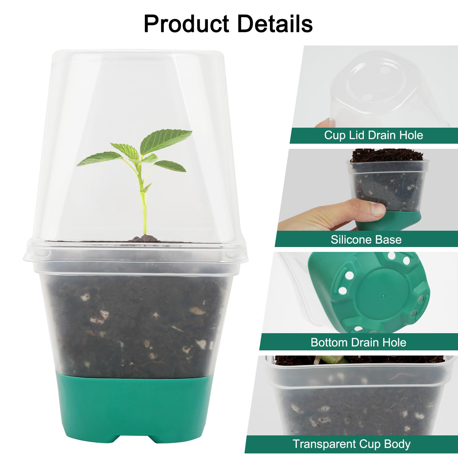 s With Drainage 12 Packs Clear s 3 Inch Plastic Plant Pot With Humidity ...