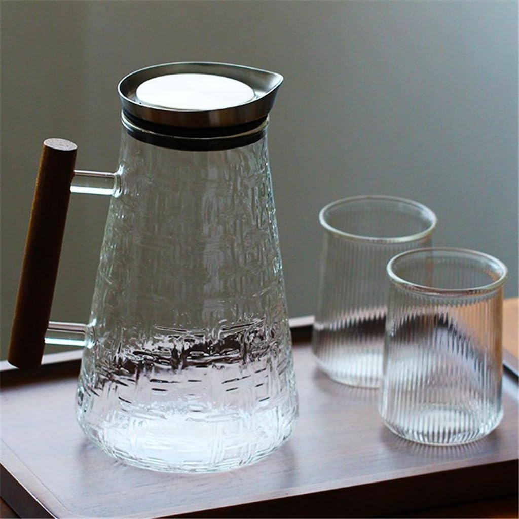 Hervidor de vidrio de gran capacidad para el hogar y la Oficina, hervidor de termoestabilidad espesado de estilo japonés con 4 vasos de vidrio vision