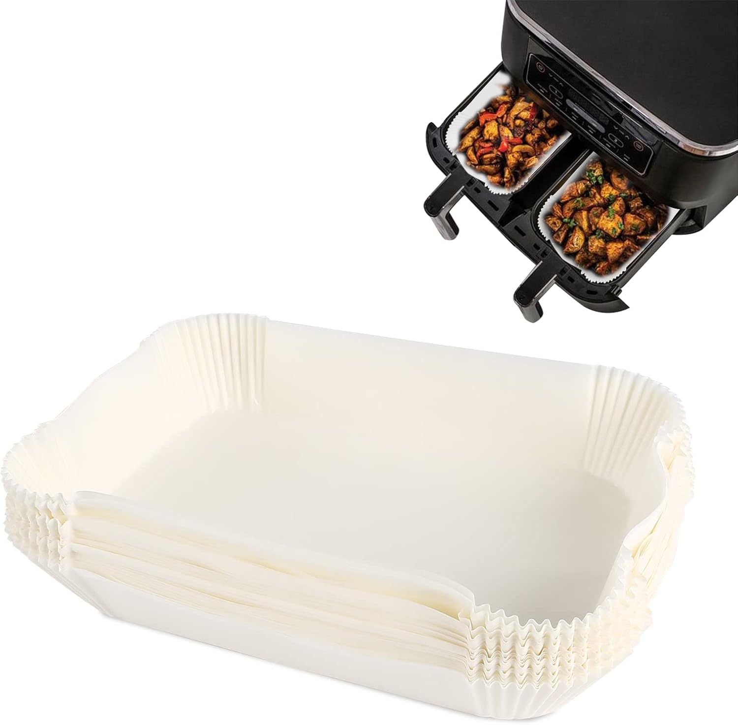 100Pcs Air Fryer Lining Disposable Paper Replacement for Ninja Dual Air