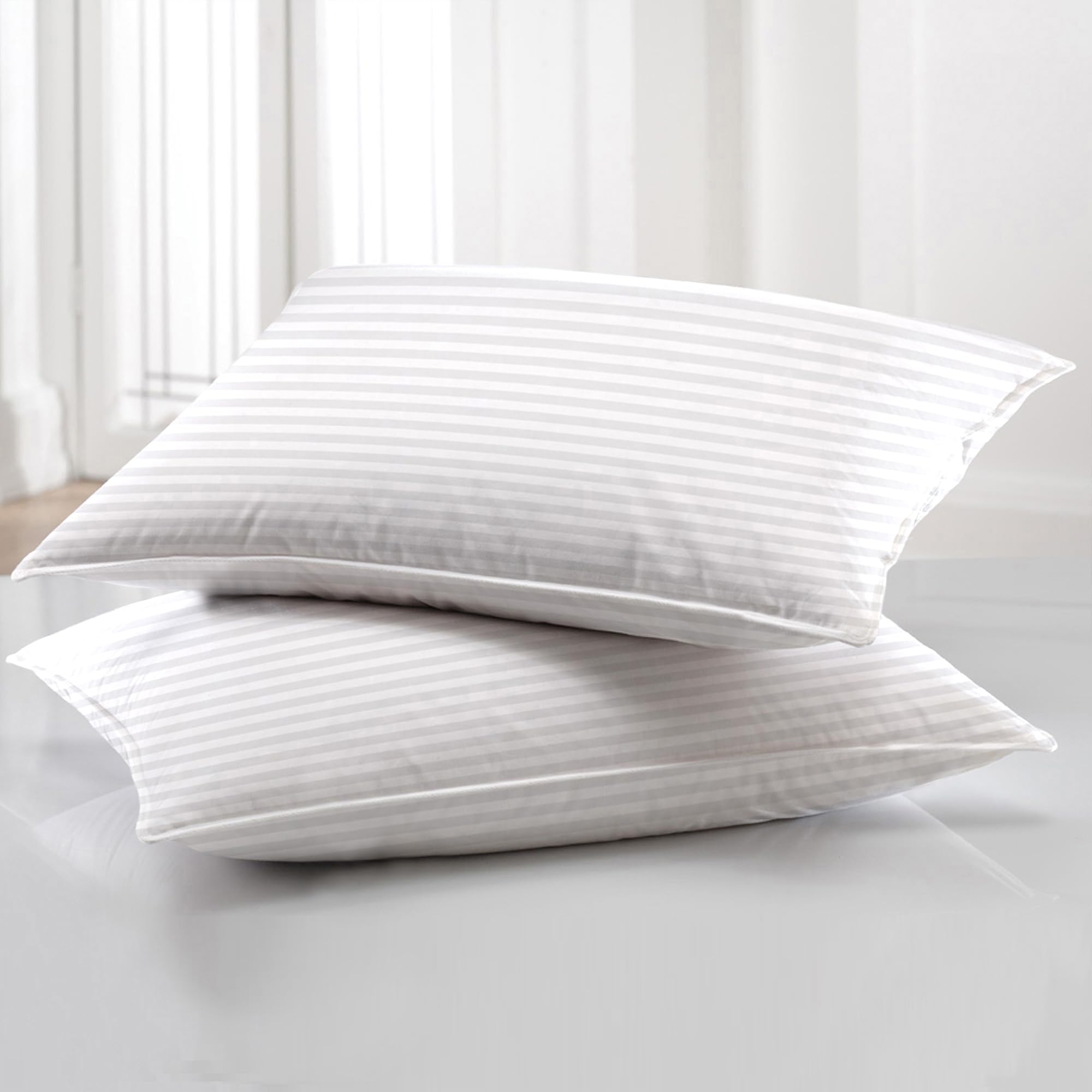 Story@Home White Pillow Set - Satin Stripes Comfort -3