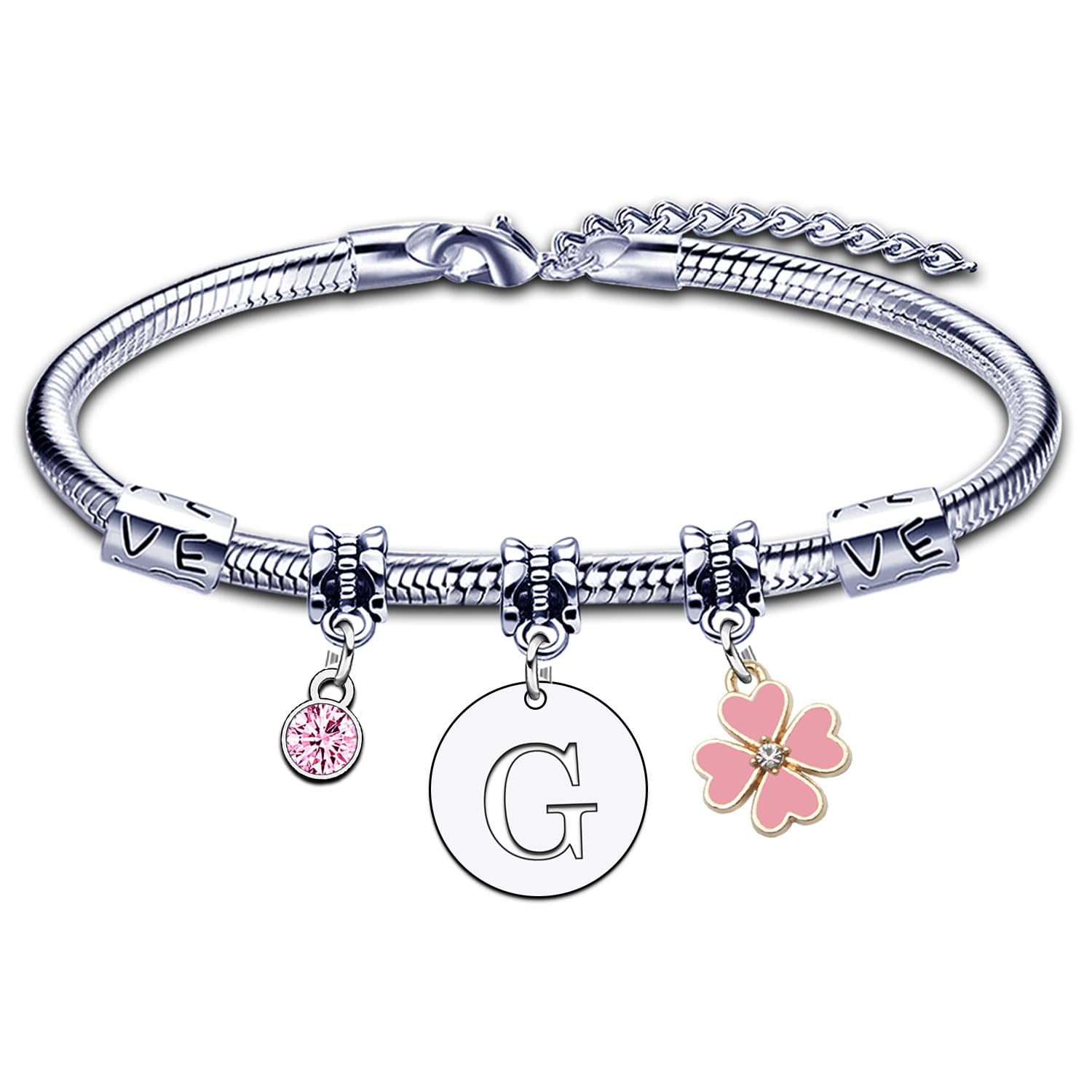 KJKJKJ A-Z 26 Lettera Iniziale Ciondolo Bracciale Donne Natale Regalo Personalizzazione Idee Regalo di Compleanno Bracciale,Figlia Sorelle Amici Amante Compleanno Natale Laurea Regalo Bracciale