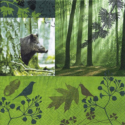 20 Servietten Forest in Fall ? Wald im Herbst/Waldtiere/Tiere/Wald/Wildschwein 33x33cm