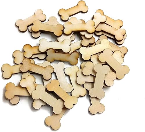 Artibetter 100 recortes de hueso de perro de madera sin terminar para manualidades de madera y proyectos de bricolaje