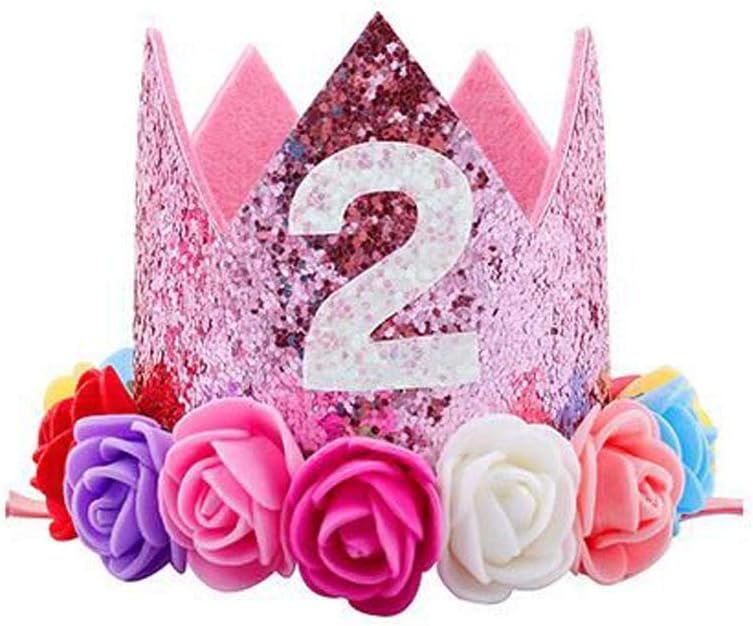 バースデーハット 王冠 数字 キラキラ 誕生日帽子 クラウン フラワー ぼうし 記念日 パーティー お祝いグッズ