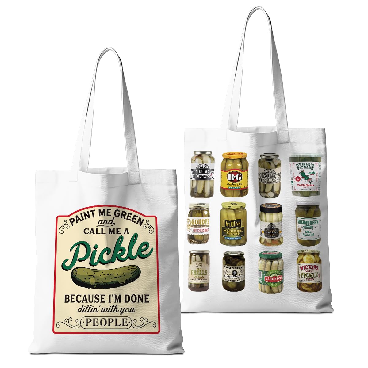 AOZHUOFunny Pickle Tote Bag Aesthetic Weekender Bag Shopping Bags Pickle Stuff Pickle Gifts for Pickle Lovers Women Friends