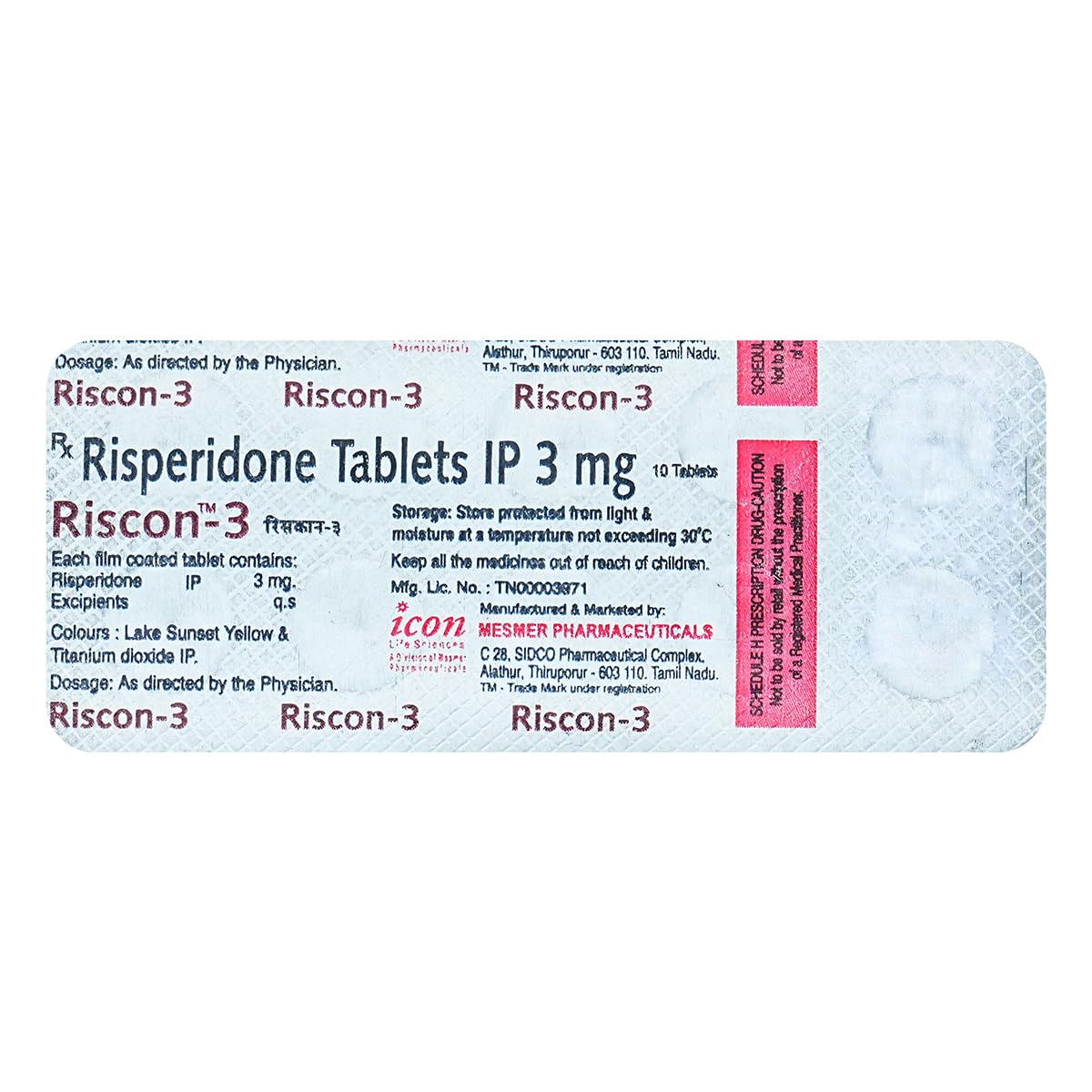 Riscon 3 - Strip of 10 Tablets