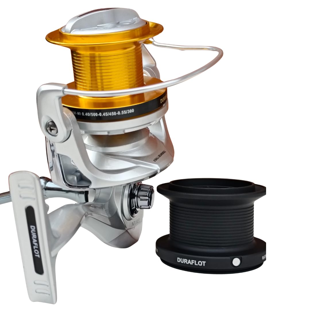 Carrete de Pesca BOUREL 10000 para surfcasting – Gran Capacidad 500 m, Freno 10 kg, 6+1 rodamientos, Ratio 4.1:1, Bobina Aluminio + Extra Grafito, Resistente al salitre