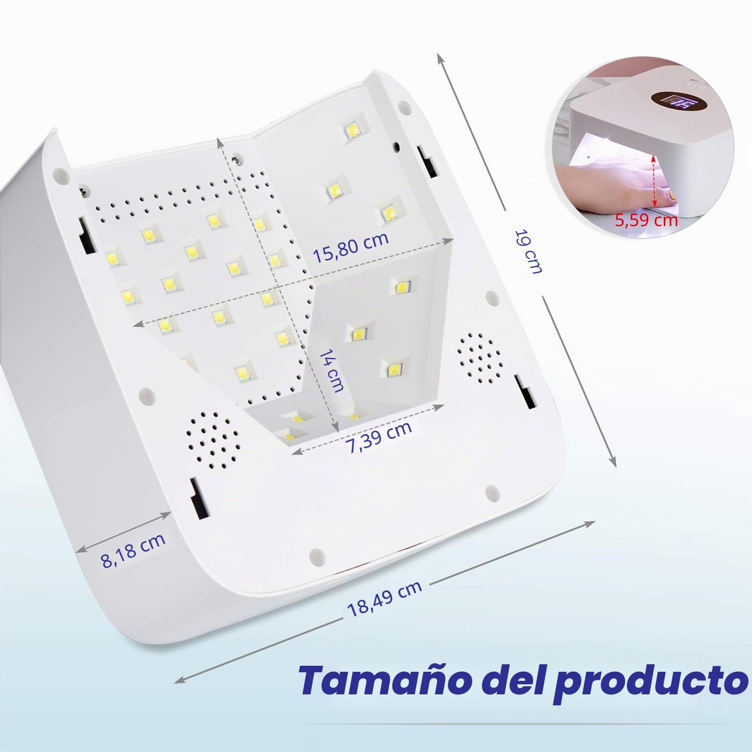 AZ GOGO Lámpara UV LED, Profesional 72W Lampara Secadora de Uñas, Lampara LED Uñas de Gel, UV Lamp Nails Lampara Uñas Semipermanentes, 30/60/99s Timer, con Pantalla LCD y Sensor Automático