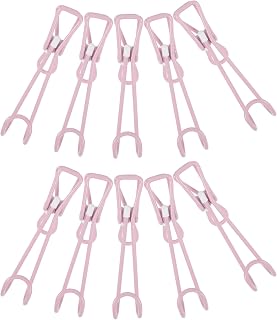 Garneck 10 Pcs Stainless Steel Clip Hooks for Kitchen Towels, Pink | Metal Spring Design, Easy to Carry and Store, for Bathroom Travel and Outdoor Use