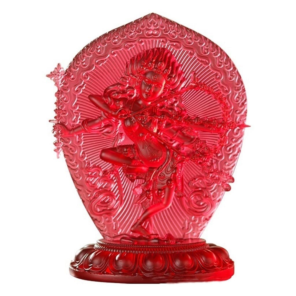 Goanilad 1pcs 10cm/15.5cm Red Tara Glass Ornaments, Tibetan Buddhist Temple/Home/Office Statue Decoration(10cm)