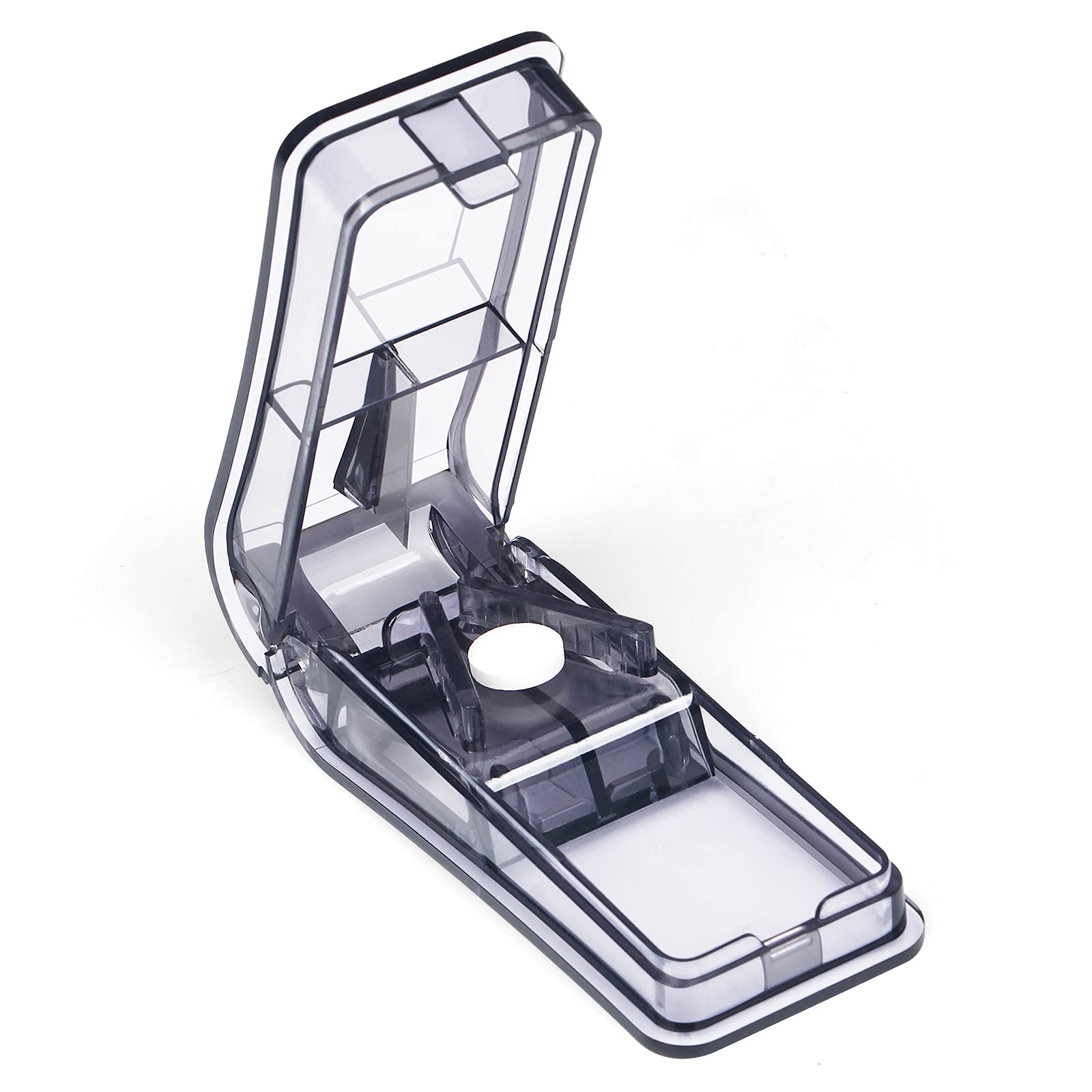 Pill Cutter, Pill Splitter with Blade and Storage Compartment for Small or Large Pills Cut in Half Quarter for Pills Tablets - (Black)
