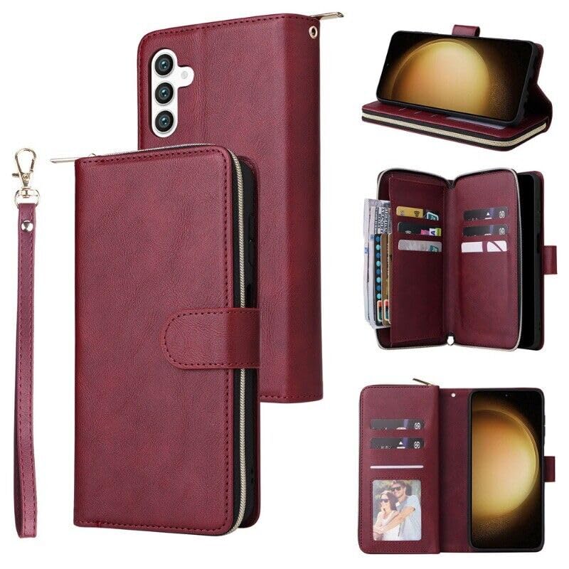 Étui portefeuille Galaxy S23 FE rouge bordeaux idéal pour vos déplacements quotidiens