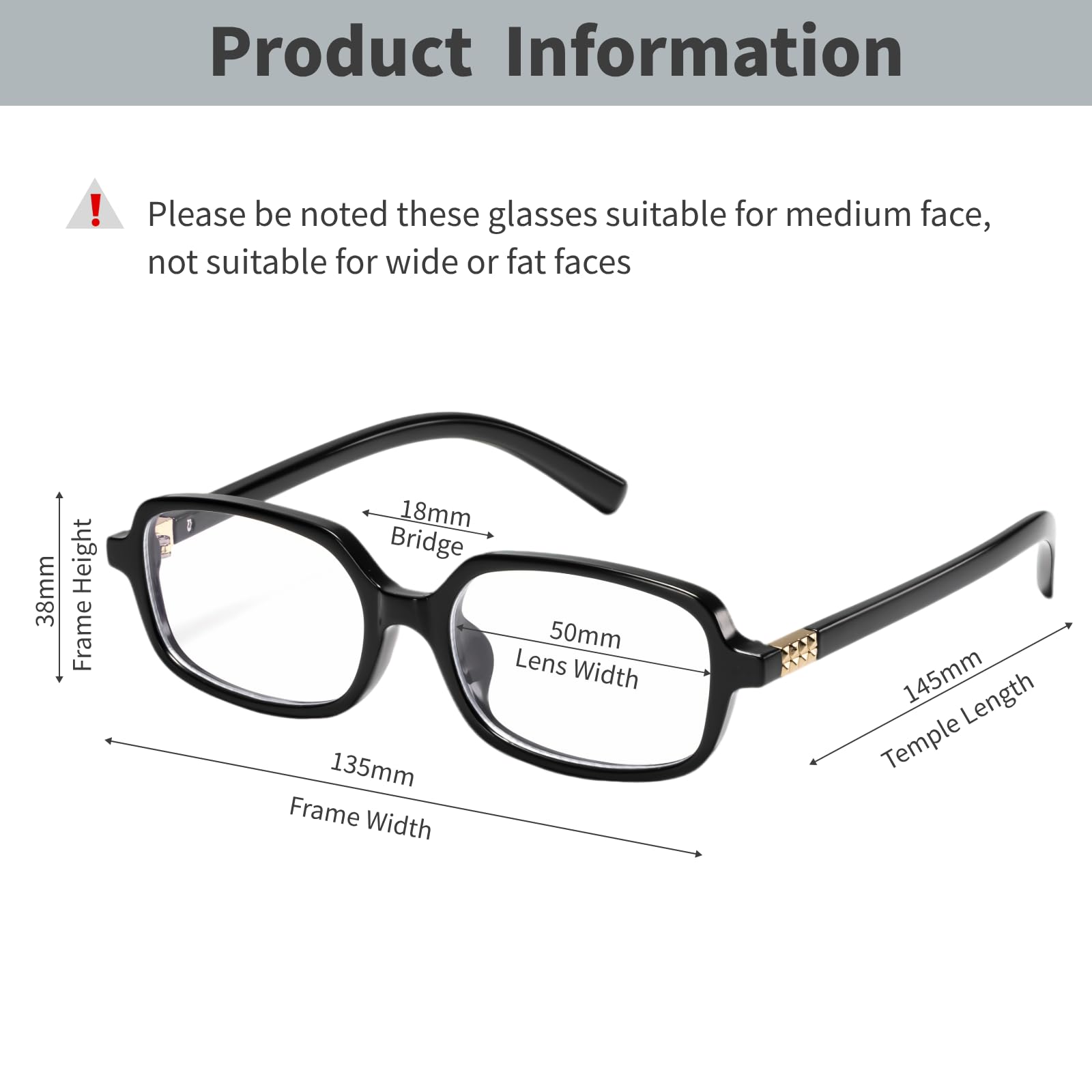 Okulary retro blokujące niebieskie światło dla kobiet - okulary z lat 90. Y2K modne okulary do komputera/oprawka, czarne, 50 mm x 34 mm