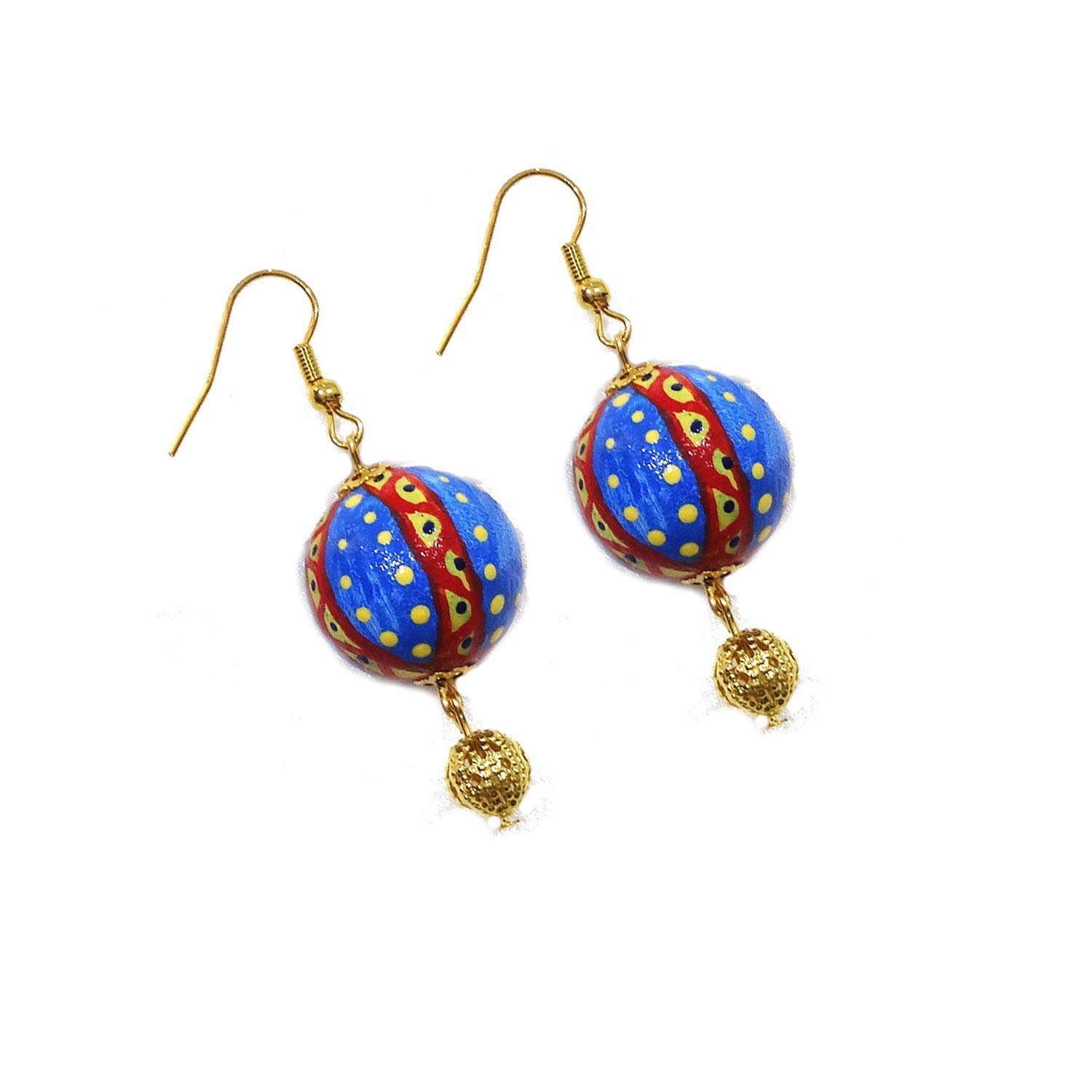 Boucles d'oreilles en céramique peintes à la main - SPHÈRES DE VIETRI - Boucles d'oreilles pendantes pour femme, Bijoux en céramique peinte, Crochet en argent, Fabriqué en Italie, Bijoux, Artisanat