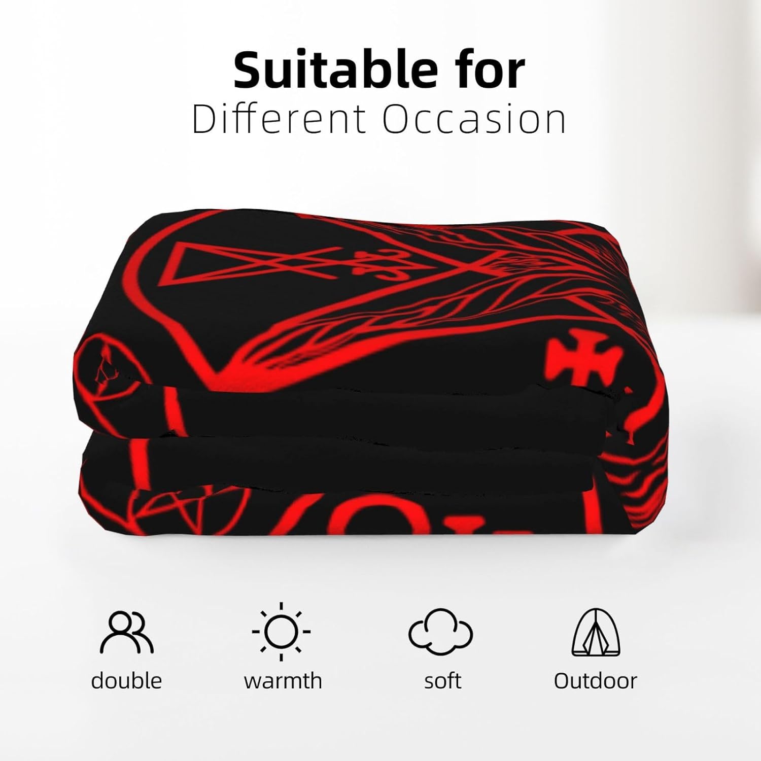 SARA NELL Satanic Wiccan Symbols Goat Blanket,Super Soft Cozy Plush Fuzzy Flannel Throw Blanket for Men Woman Adults,Premium Luxury Keep Warm Fleece Blanket for Bed Couch Car,60''X50''