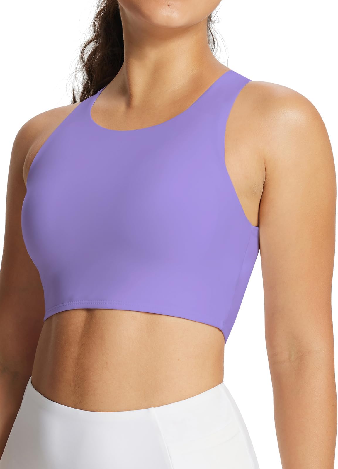 BALEAF Women's Swim Bra Modest High Neck Bikini Tops Quick Dry UPF 50+Bathing Suit Sports Workout Removable Padded