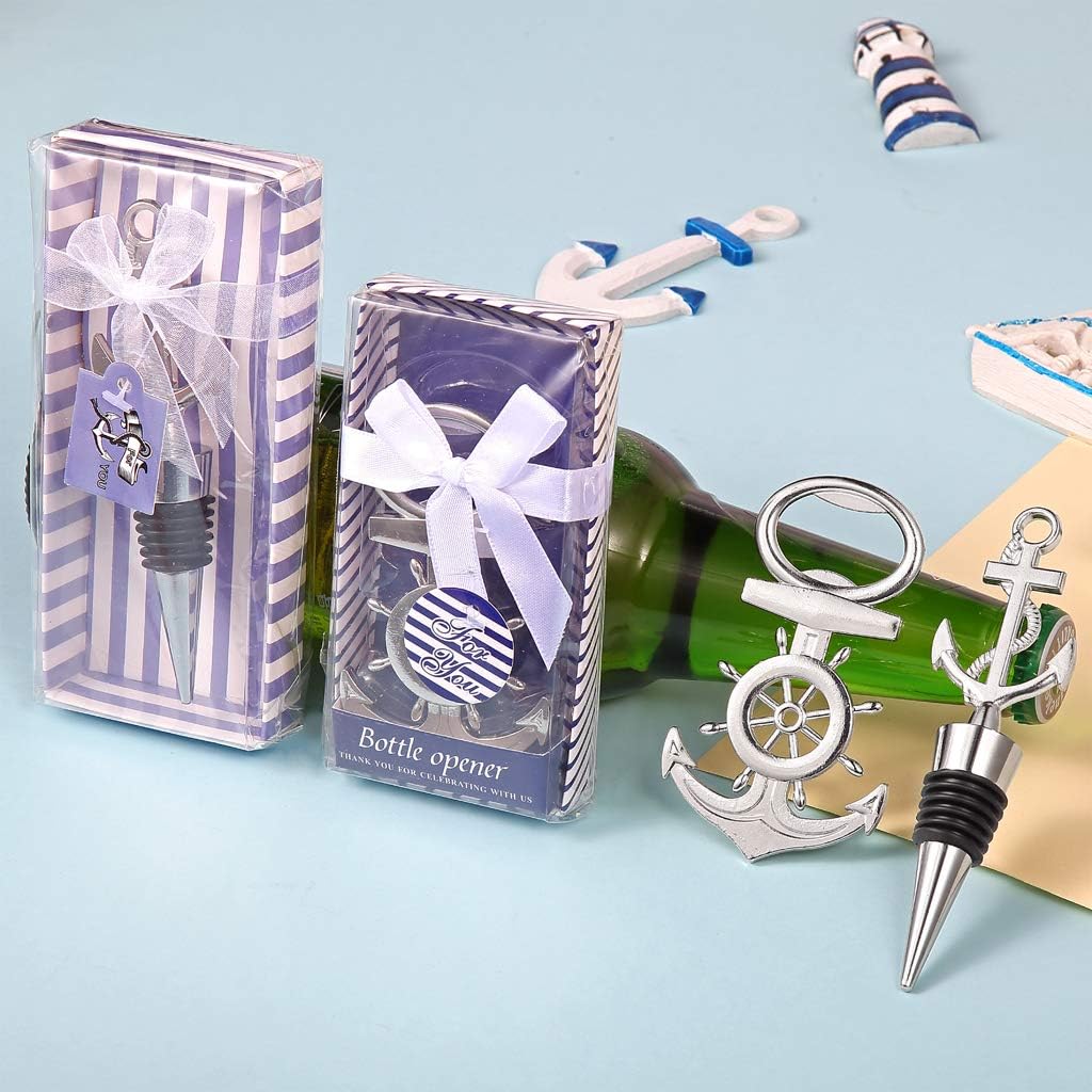 MDLUU 20 Pcs Anchor Bottle Stopper Bottle Opener Return Gifts, Party Favors, Nautical Theme Decor for Baby Shower Wedding Birthday