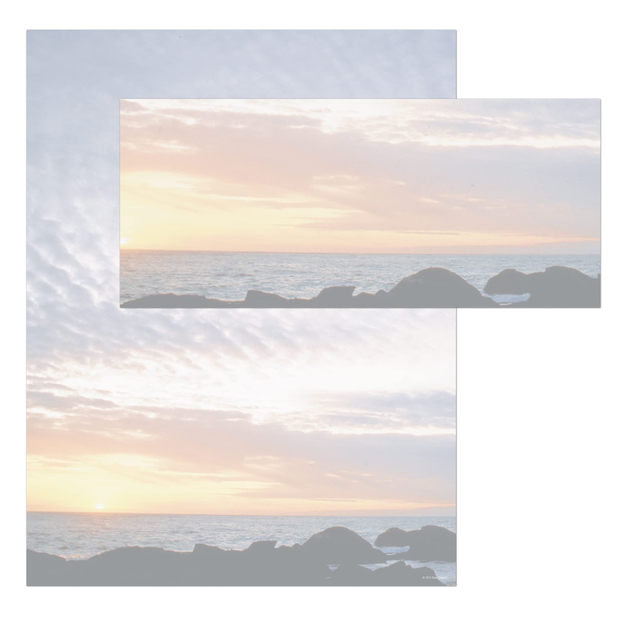 Great Papers! Horizon 2-Sided 8.5" x 11" Letterhead and #10 Envelope Stationery Set, 50 Stationery Sheets and 25 Matching Envelopes (2021037)