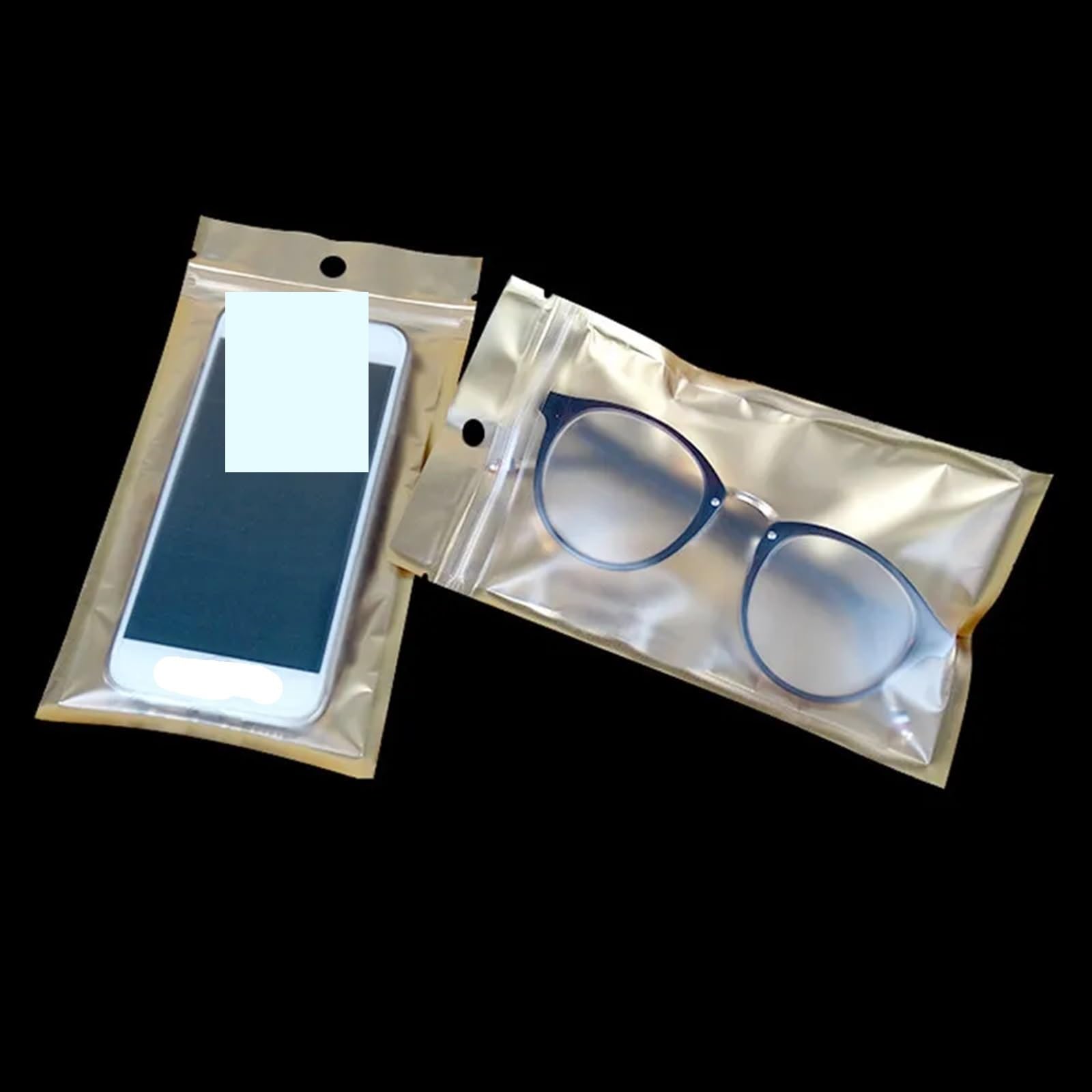 Sacs à Fond Plat refermables, Sachets à Fermeture éclair en Aluminium Fond Plat for Bijoux, Lot de 100, Couleur Or, Plusieurs Tailles(12x20cm)