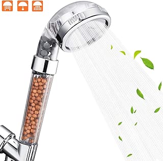 Shower Head, Handheld High Pressure Filter Filtration Stone Stream Showerhead Water Saving Ionic with 3-Way Shower Modes for Dry Skin & Hair by Nosame (Clear) - coolthings.us